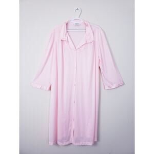 Vintage Vanity Fair Peignoir Womens Size XXL Lingerie Button Front Robe USA Pink